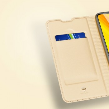 Dux Ducis dirbtinės odos atverčiamas dėklas - auksinės spalvos (Xiaomi Poco X3 Nfc)